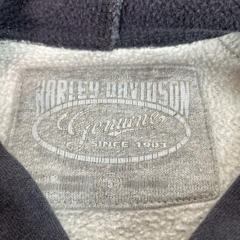 Harley Davidson Youth Girls Size 5 Hoodie Sweatshirt, Graphic Bedazzled, Grey - Picture 4 of 9